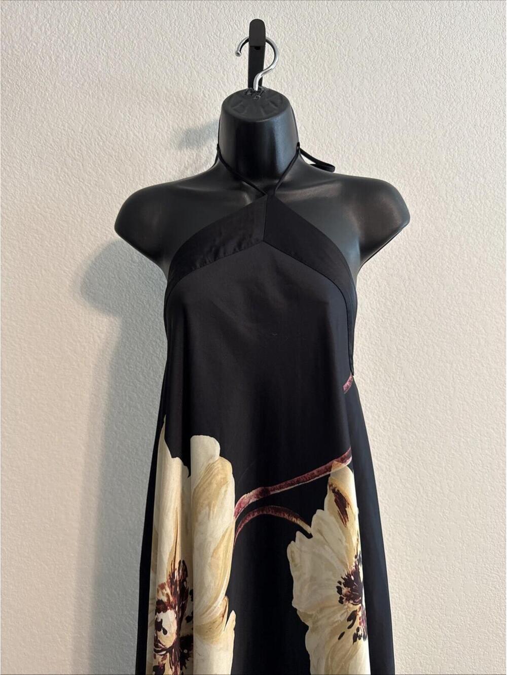 (FLAW) Misa Los Angeles Women's Red Floral Self-Tie Straps A-Line Dress - sz MED - Picture 2 of 15